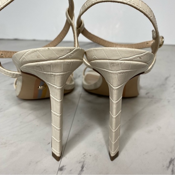 Sam Edelman Dara Ivory Croc Faux Leather Heeled Sandal 9M - Picture 4 of 14